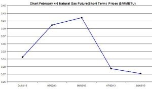 Natural Gas price  chart -  February 4-8  2013